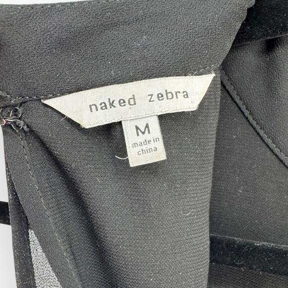 Naked Zebra Ladies Black Sleeveless A-Symmetrical Fringe Layered Dress | Sz M - Picture 5 of 6